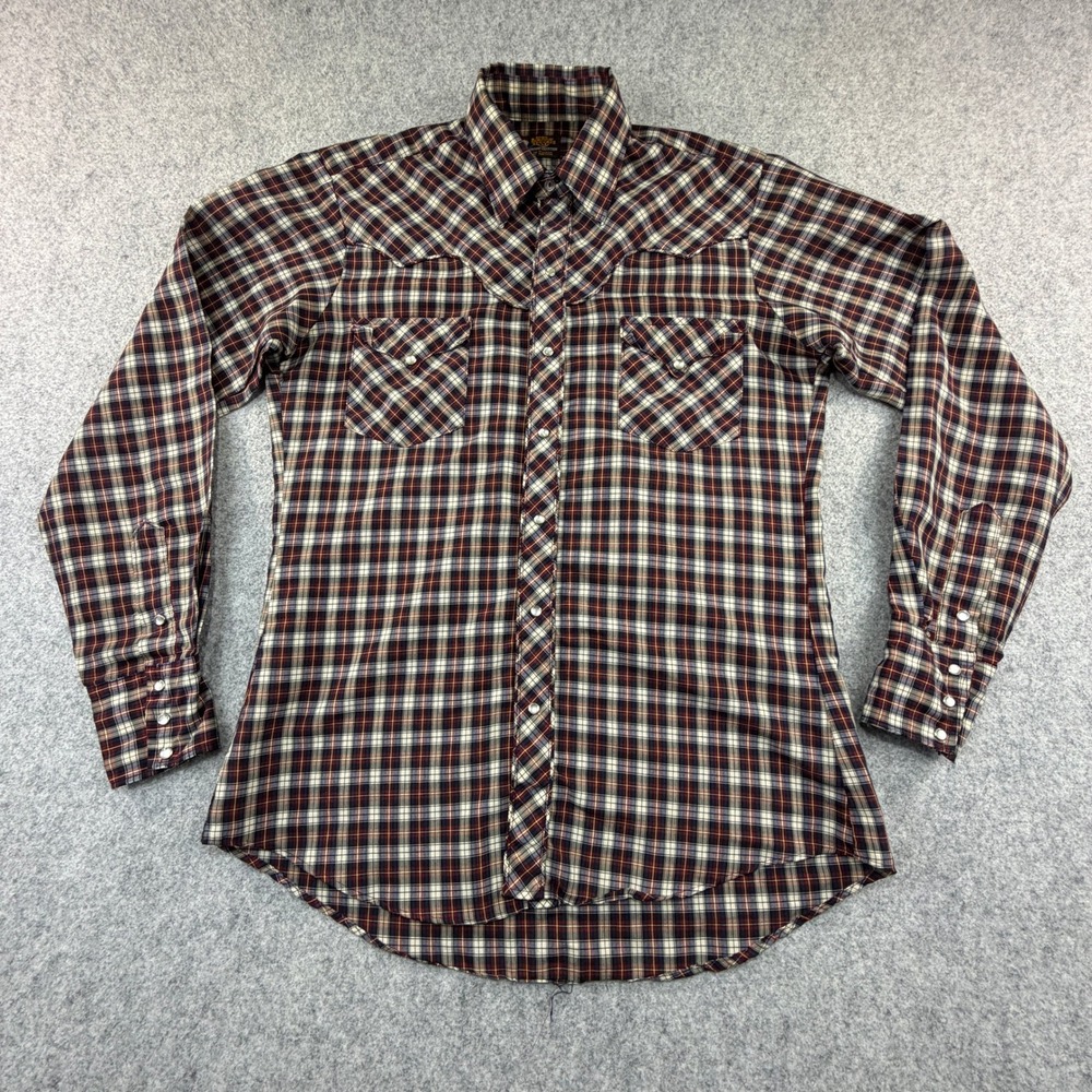 Vintage Kenny Rogers Western Collection Karman Plaid Pearl Snap Shirt Mens 16 36